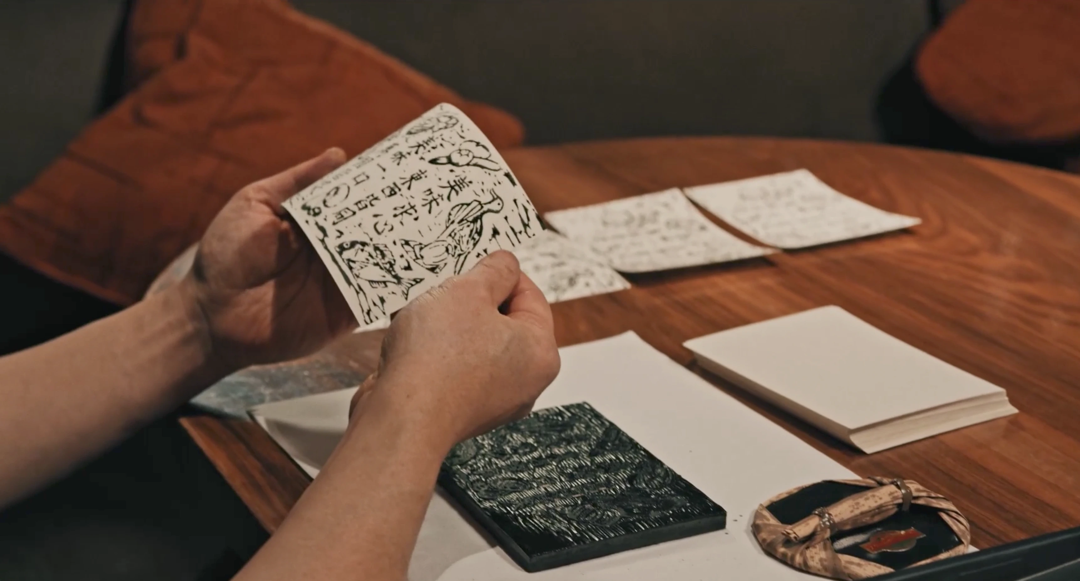 Tanagokoro — Hand-printed artwork at the restaurant