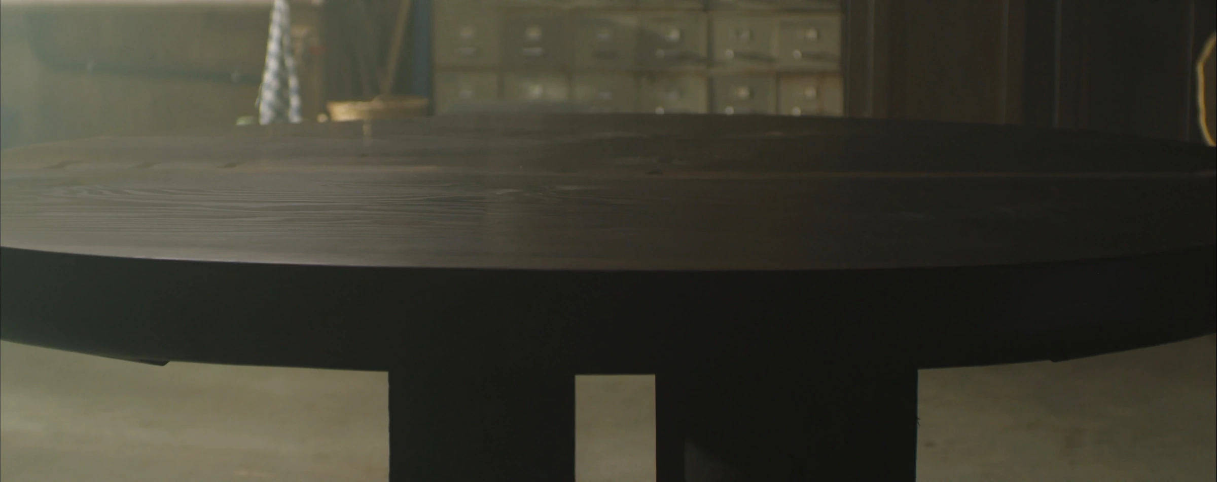 Finished wooden table in the workshop